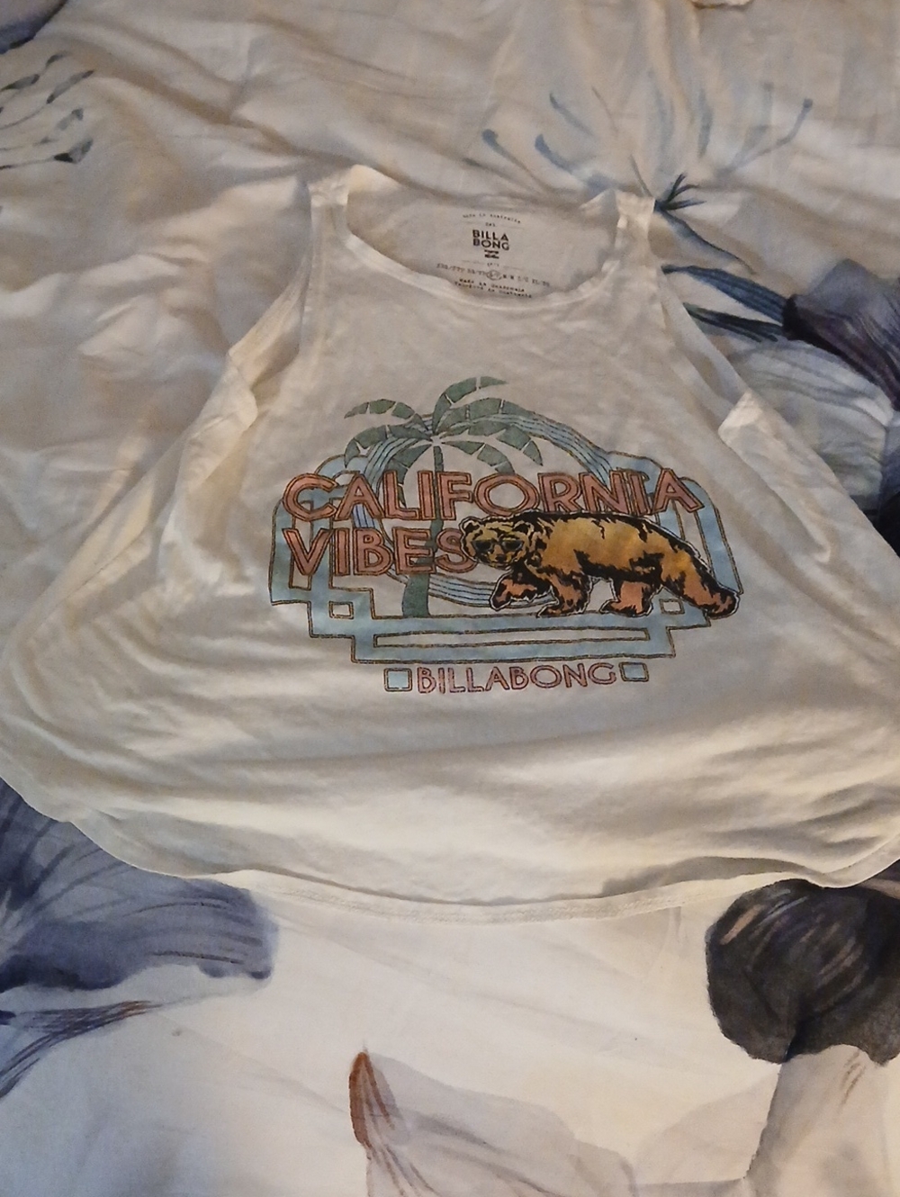 Billabong White Kids Tank with Multicolor 'California Vibes' Graphic